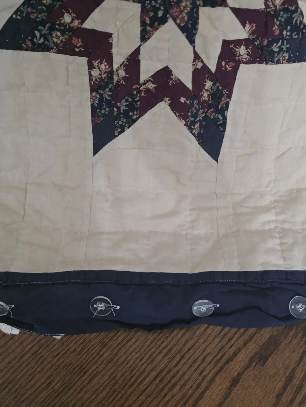 VTG Handcrafted Patchwork Blazing Star Pillow Sham 18 x 24 Americana - Buttons